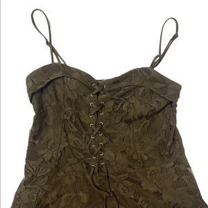 Express, Army Green, Lace Up, Spaghetti Tank, Medium